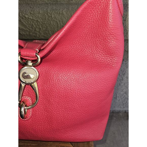 Dooney & Bourke Lucca Red Leather Logo Lock Hobo Bag Purse 15x12x5 *see All Pics - Picture 2 of 15